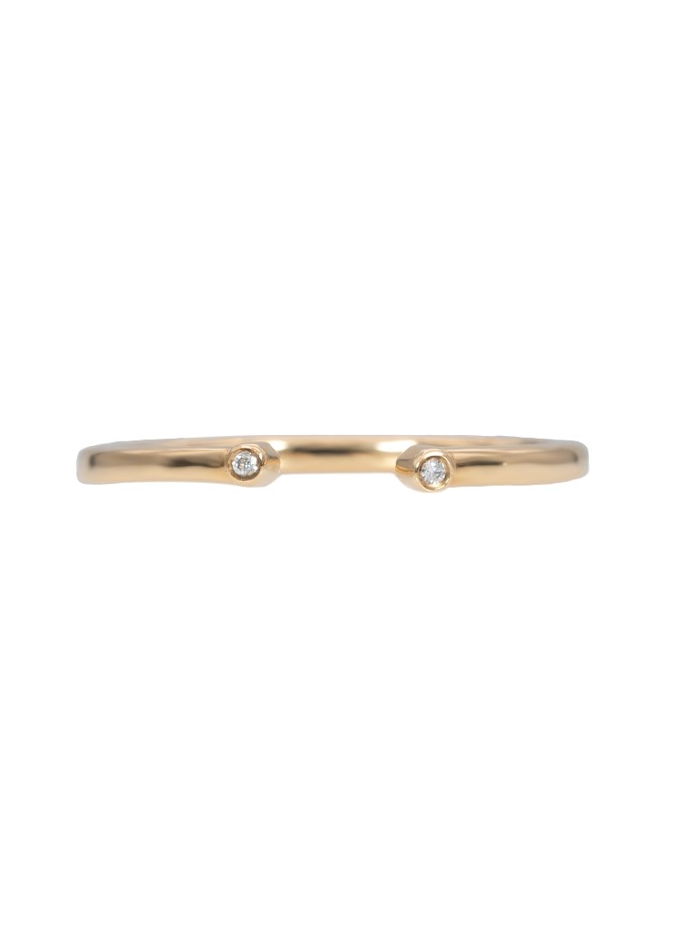 Natural Diamond Accented Stackable Band In Solid 14k Yellow Gold | Fine Jewelry
